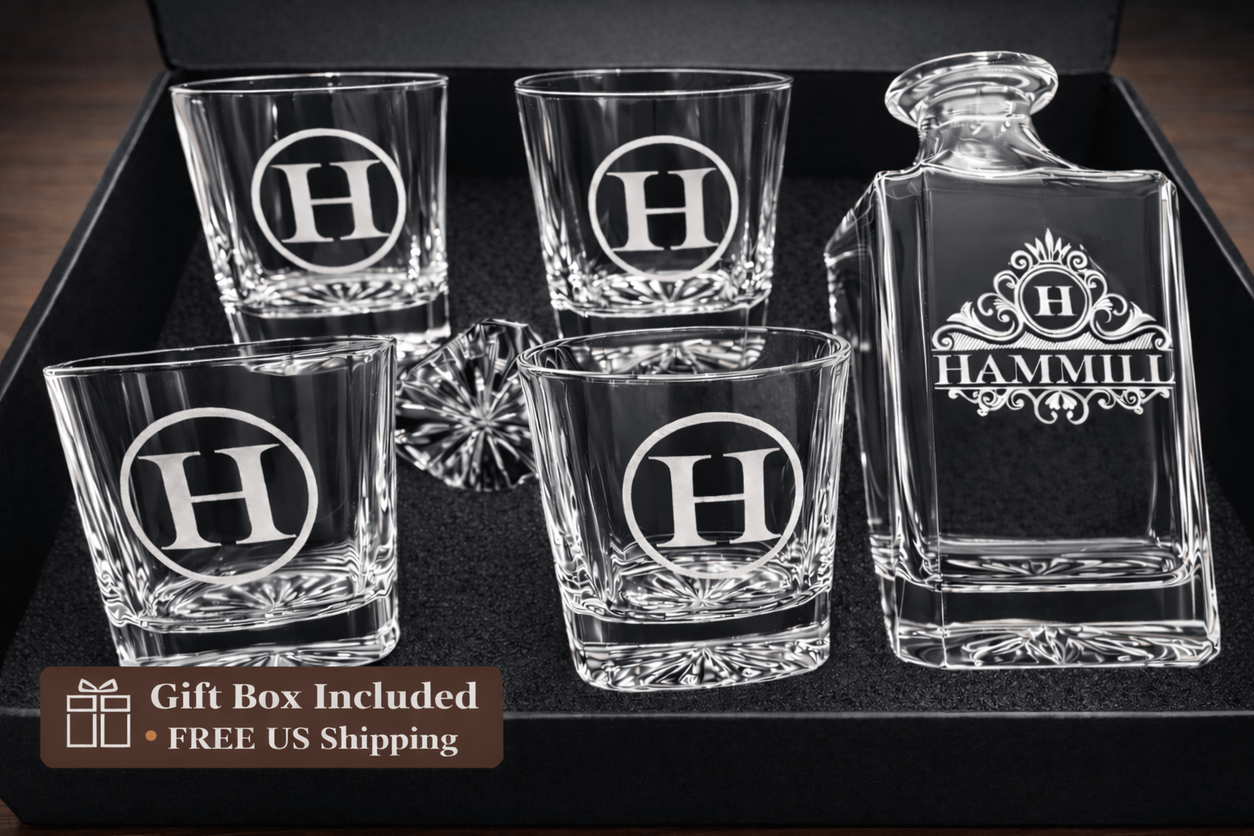 whiskey gift set for men personalized decanter and glasses