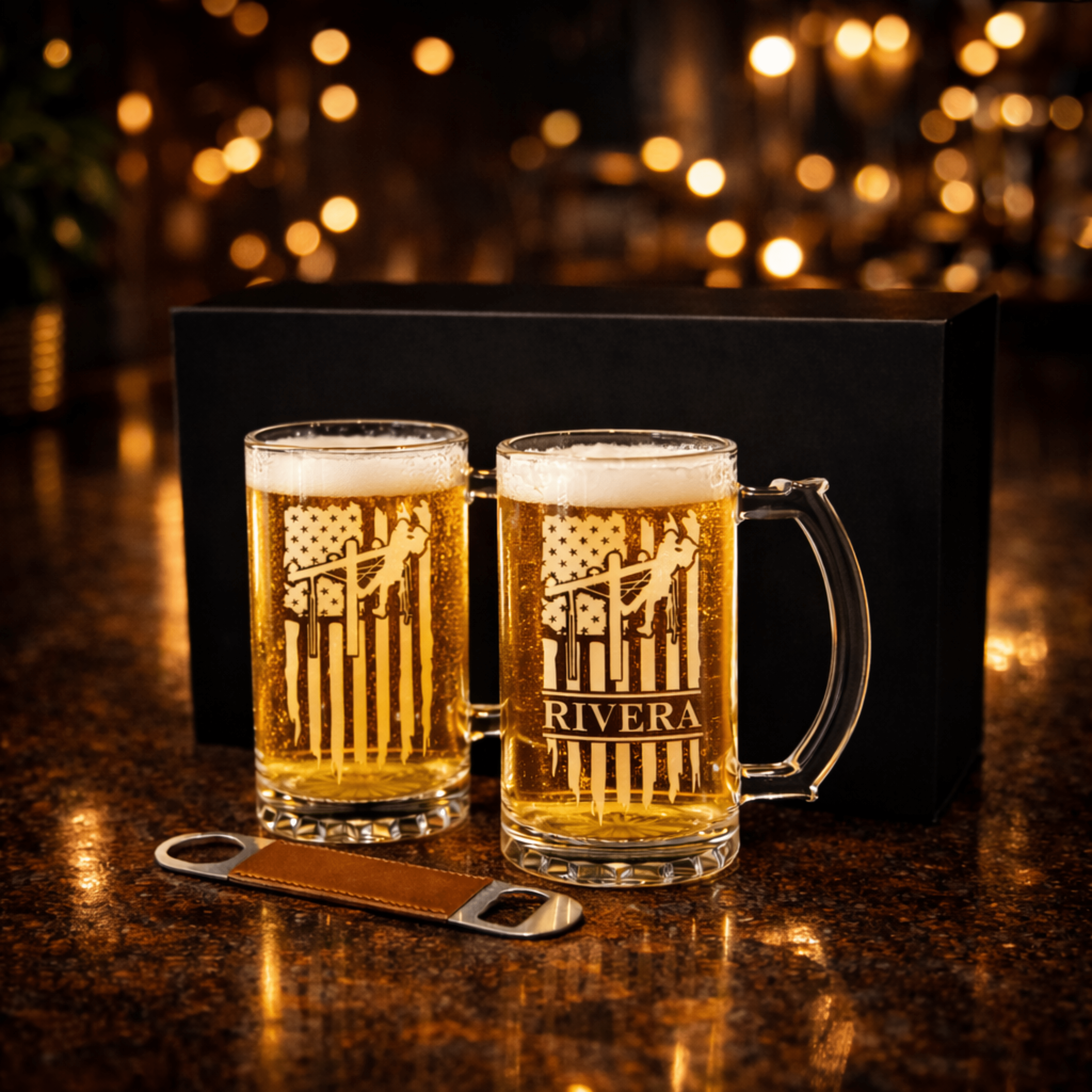 lineman gifts for men personalized beer mug set
