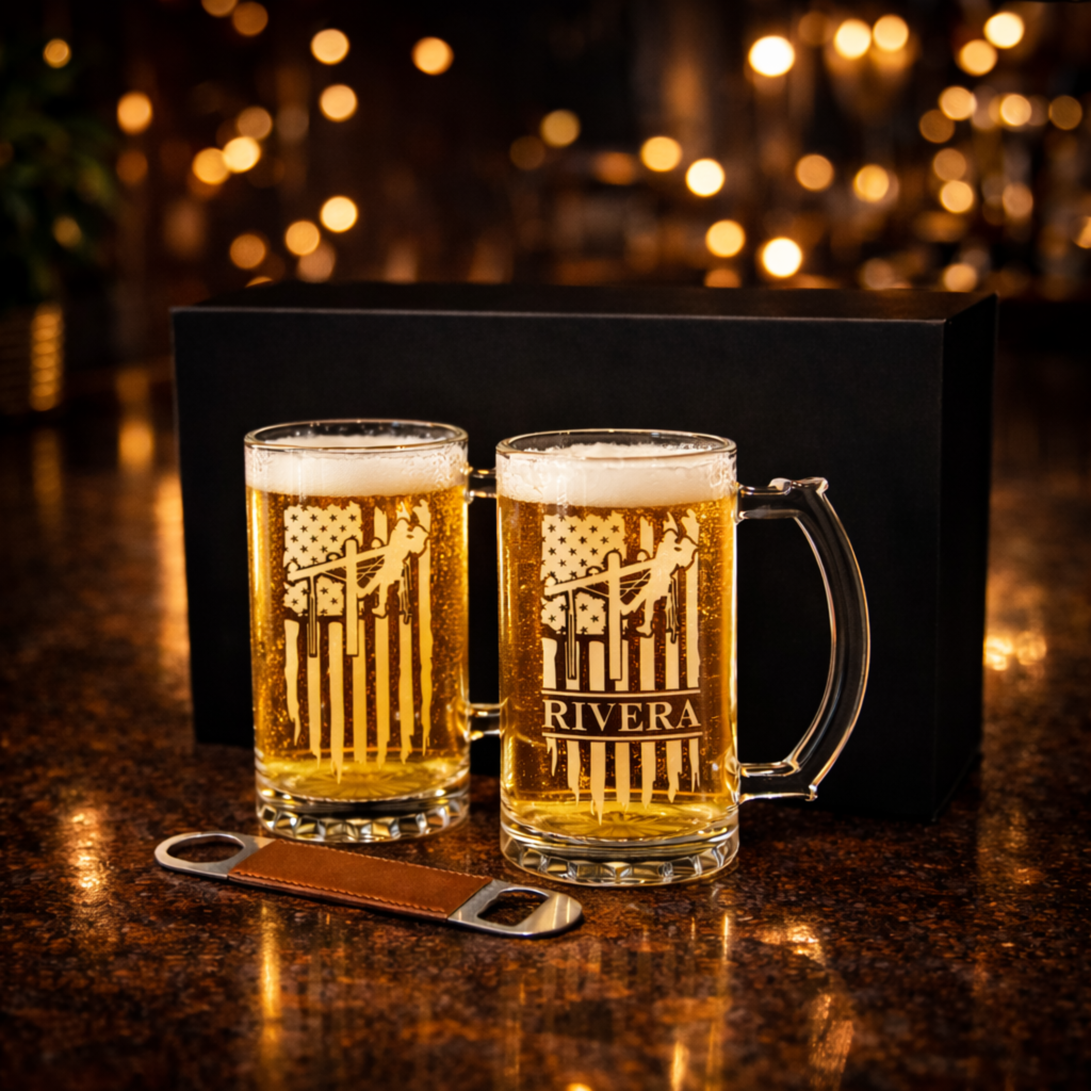 lineman gifts for men personalized beer mug set