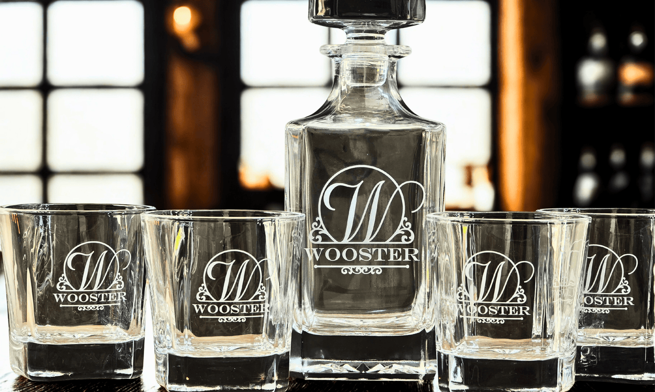 personalized drinkware and barware engraved whiskey glasses and decanter sets