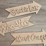 Customizable Whoville Christmas Sign - Grinch's Lair, Mount Crumpit, Who-Ville holiday ornament product view