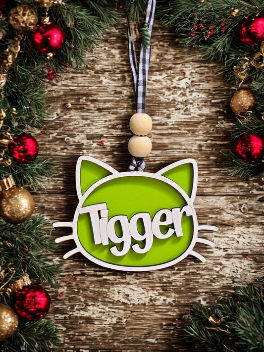 green cat christmas ornament