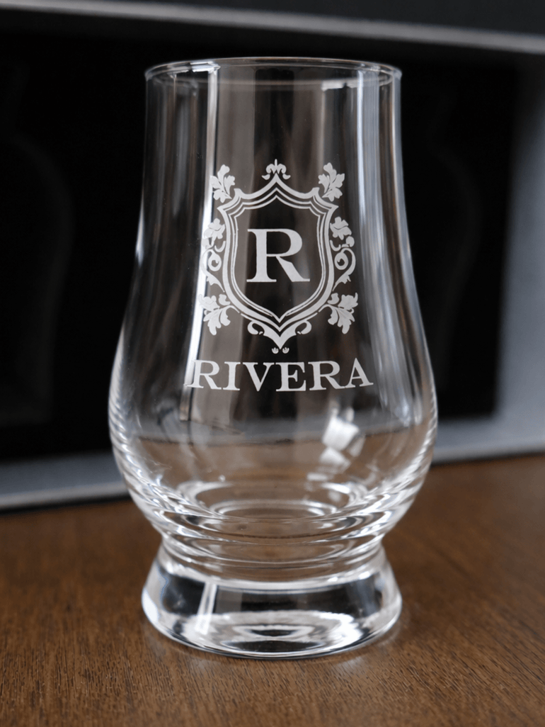 Personalized Whiskey Glass Set – Engraved Glencairn Style Glasses barware product view