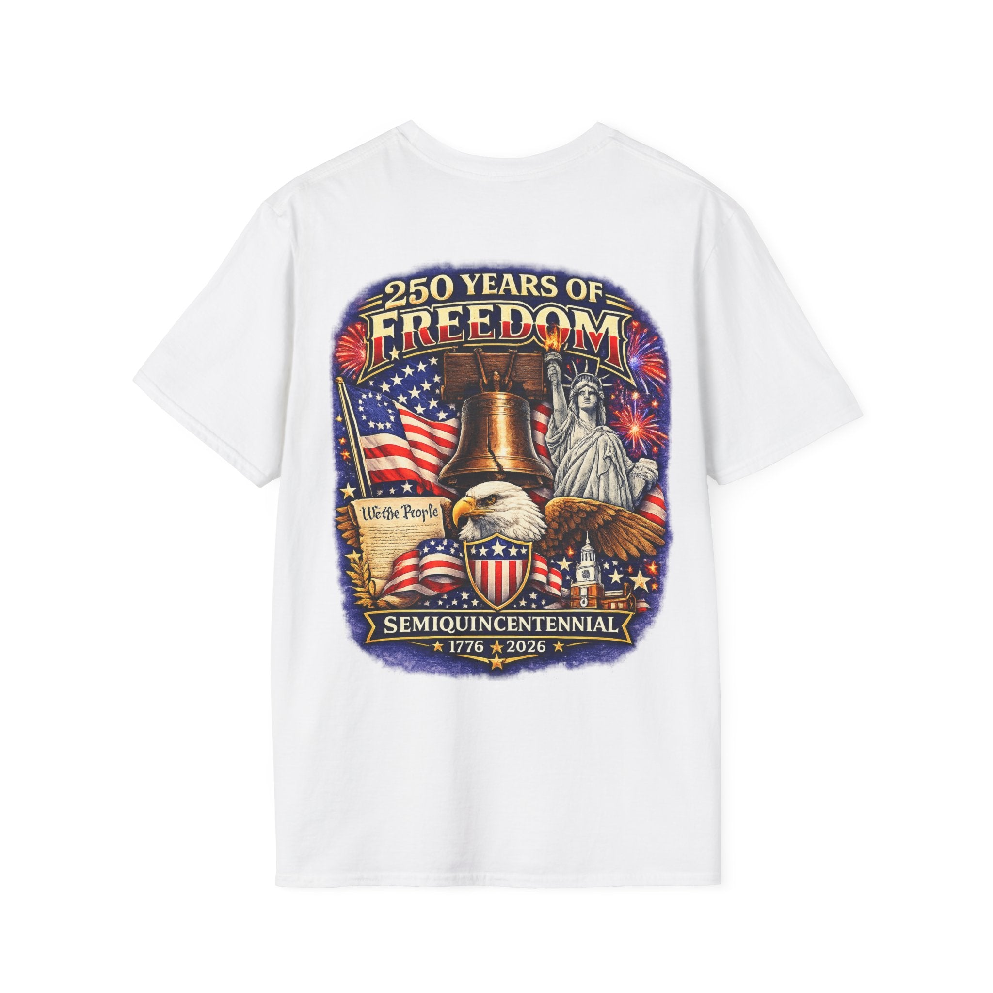 250 Years of Freedom T-Shirt – 1776–2026 Patriotic We The People Tee in Black shirt color