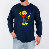 Reddy Kilowatt full-front long sleeve shirt in navy