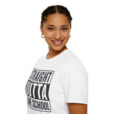Straight Outta Line School T-Shirt in White shirt color