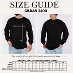 Gildan 2400 long sleeve shirt size guide