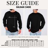 Gildan 2400 long sleeve shirt size guide