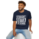 Straight Outta Line School T-Shirt in White shirt color
