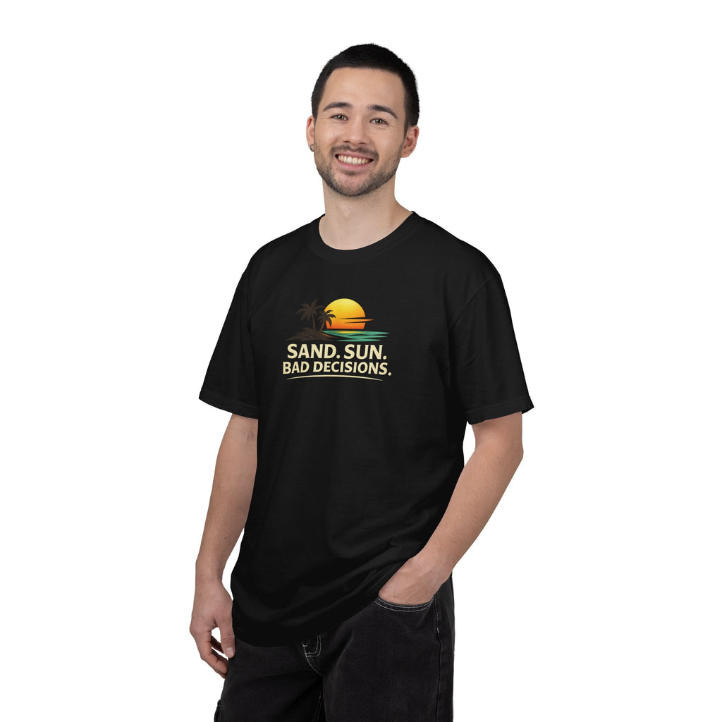 Funny Raccoon Beach Vacation Shirt – Sand Sun Bad Decisions Tee in Pepper shirt color