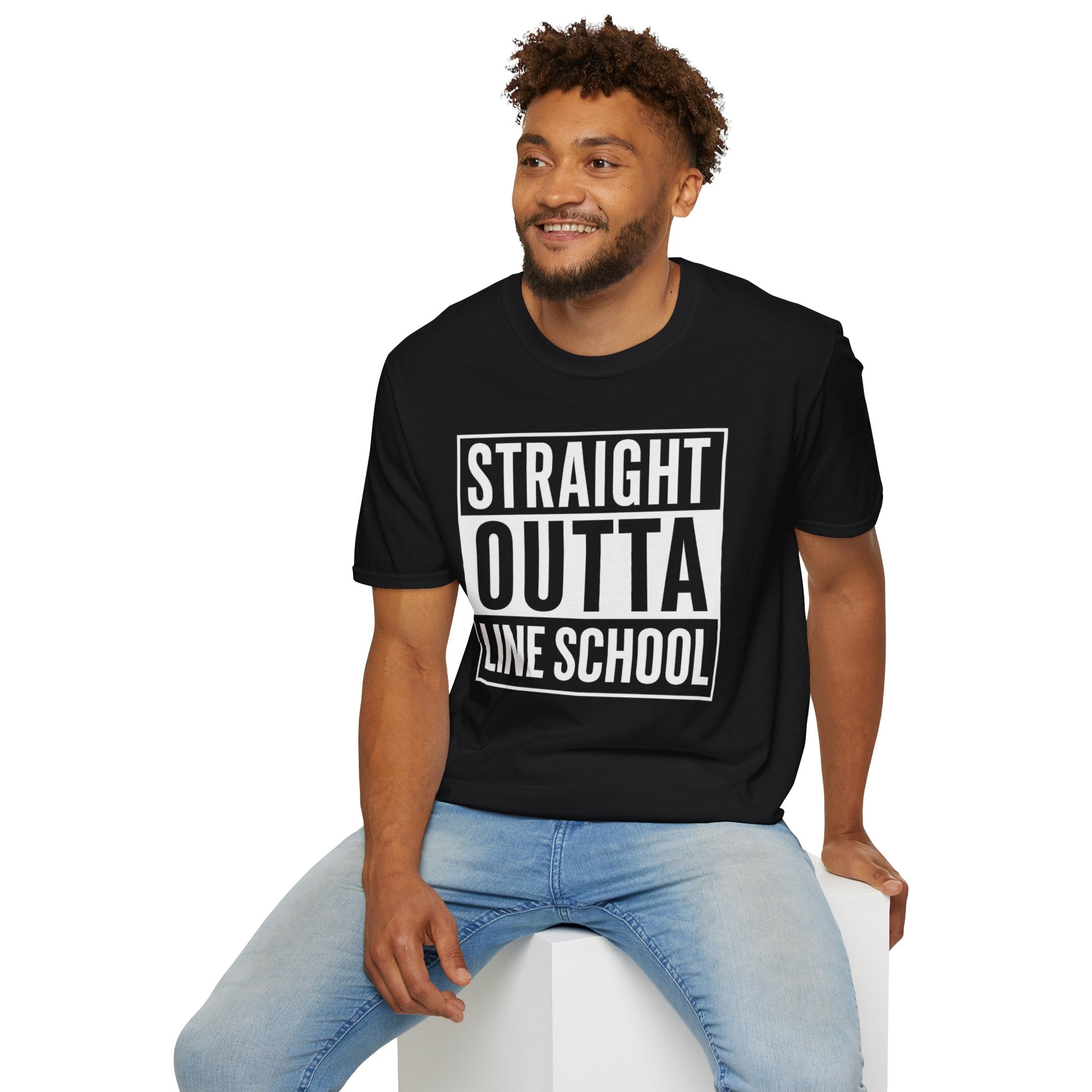 Perfect Lineman Gift-Funny Graduation T-Shirt Straight Outta Line School Tee Casual Unisex Humor Shirt