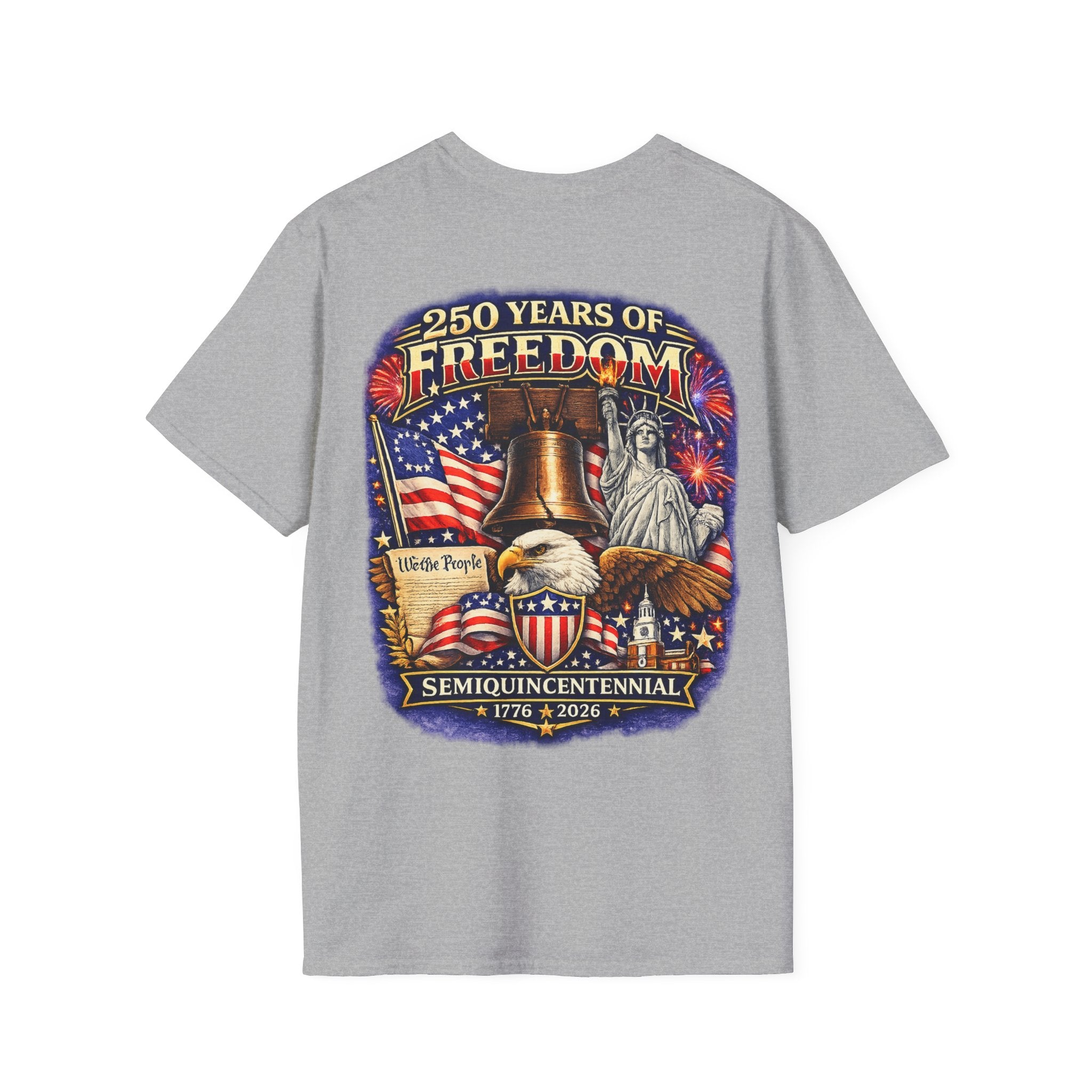 250 Years of Freedom T-Shirt – 1776–2026 Patriotic We The People Tee in Navy shirt color