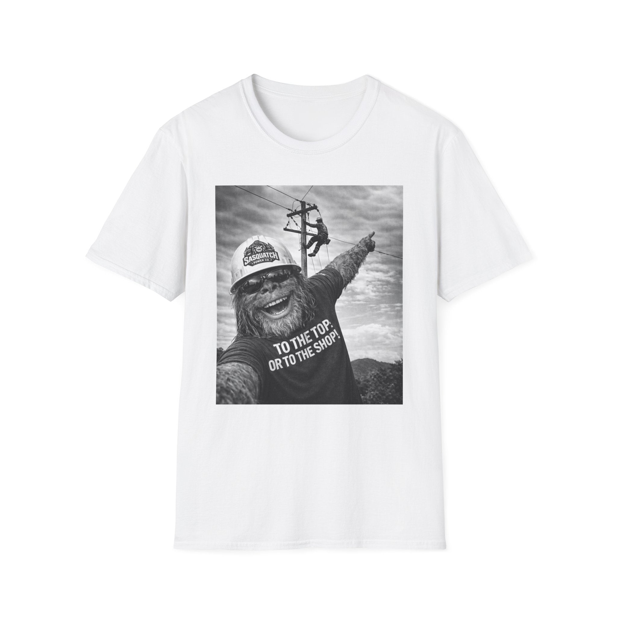 Funny Lineman Sasquatch Selfie Shirt - To The Top Or To The Shop