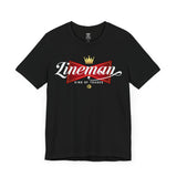 Lineman King of Trades Tee in Black shirt color