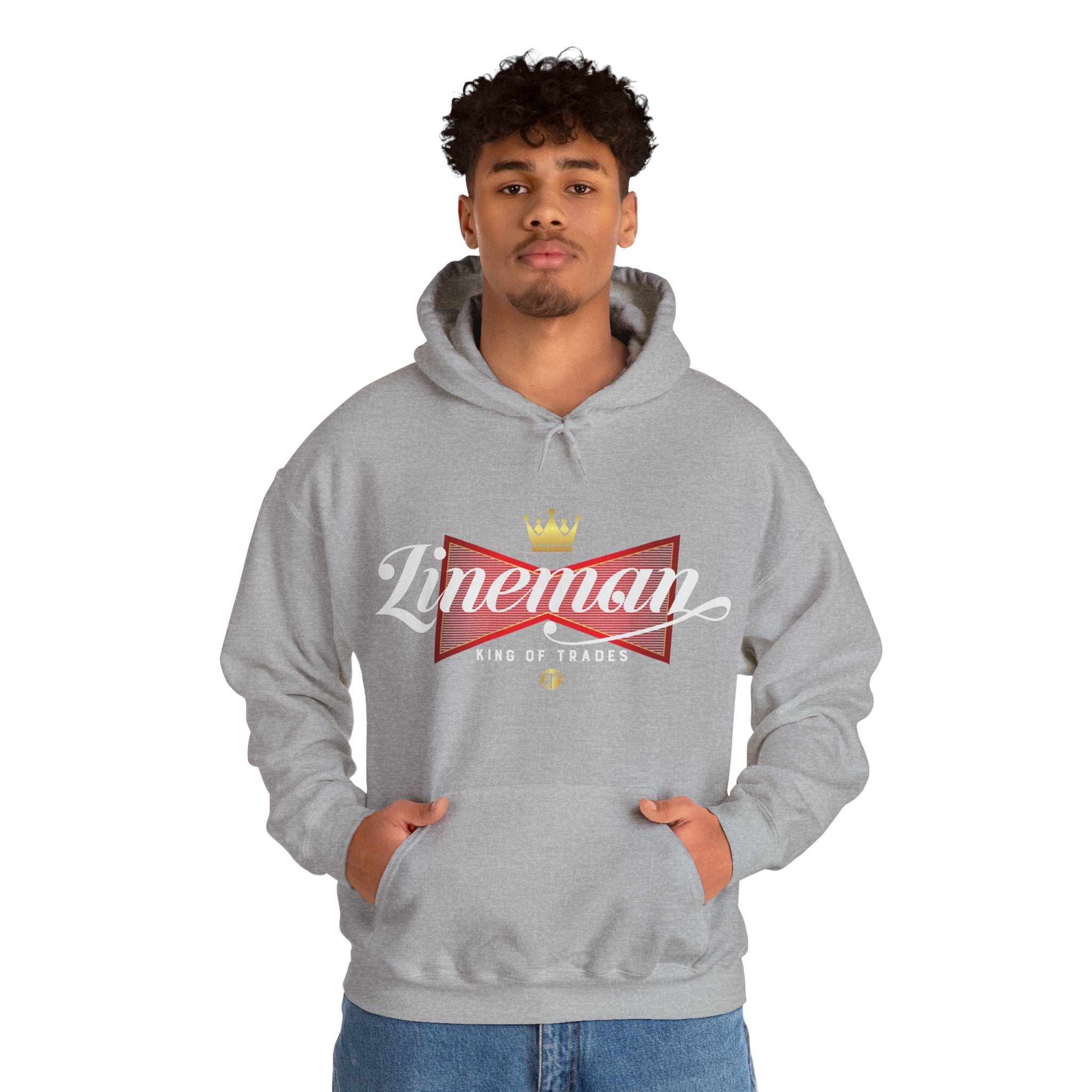 Lineman King of Trades Hoodie in Sport Grey shirt color