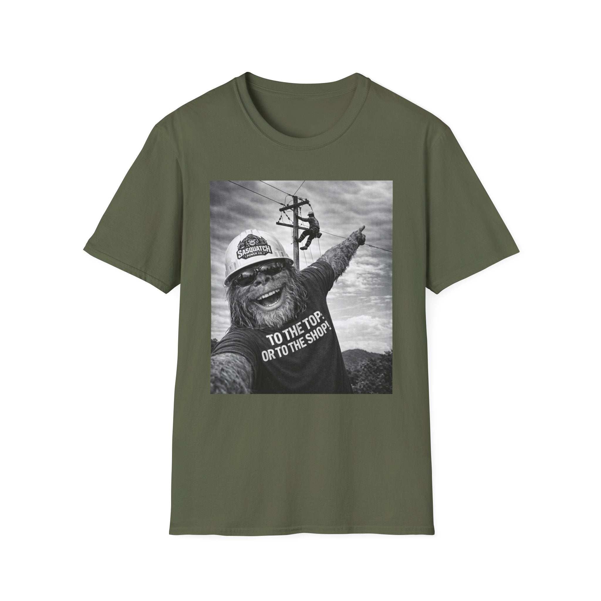 Funny Lineman Sasquatch Selfie Shirt - To The Top Or To The Shop