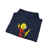Navy Reddy Kilowatt hoodie folded view