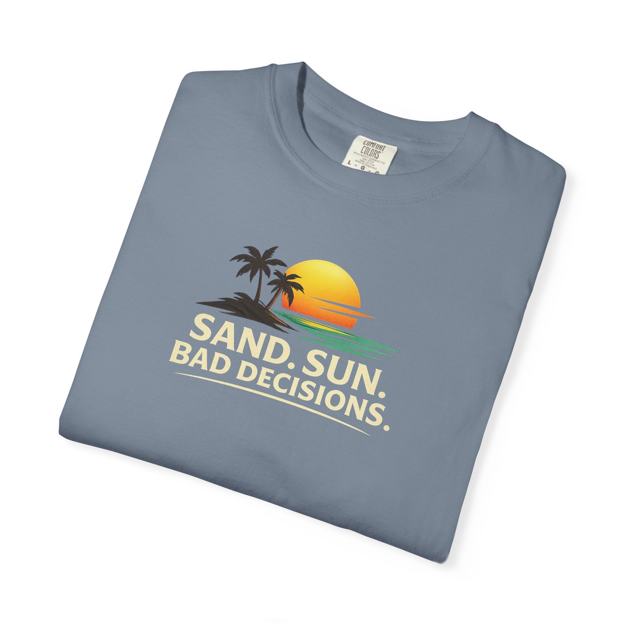 Funny Raccoon Beach Vacation Shirt – Sand Sun Bad Decisions Tee in Pepper shirt color