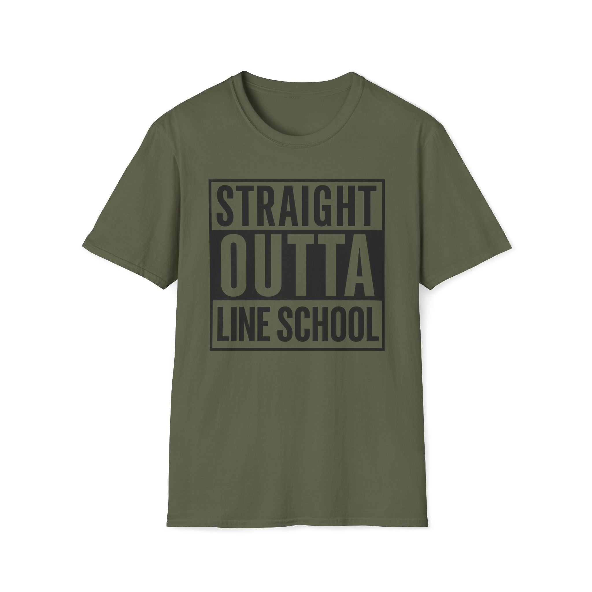 Straight Outta Line School T-Shirt in Black shirt color