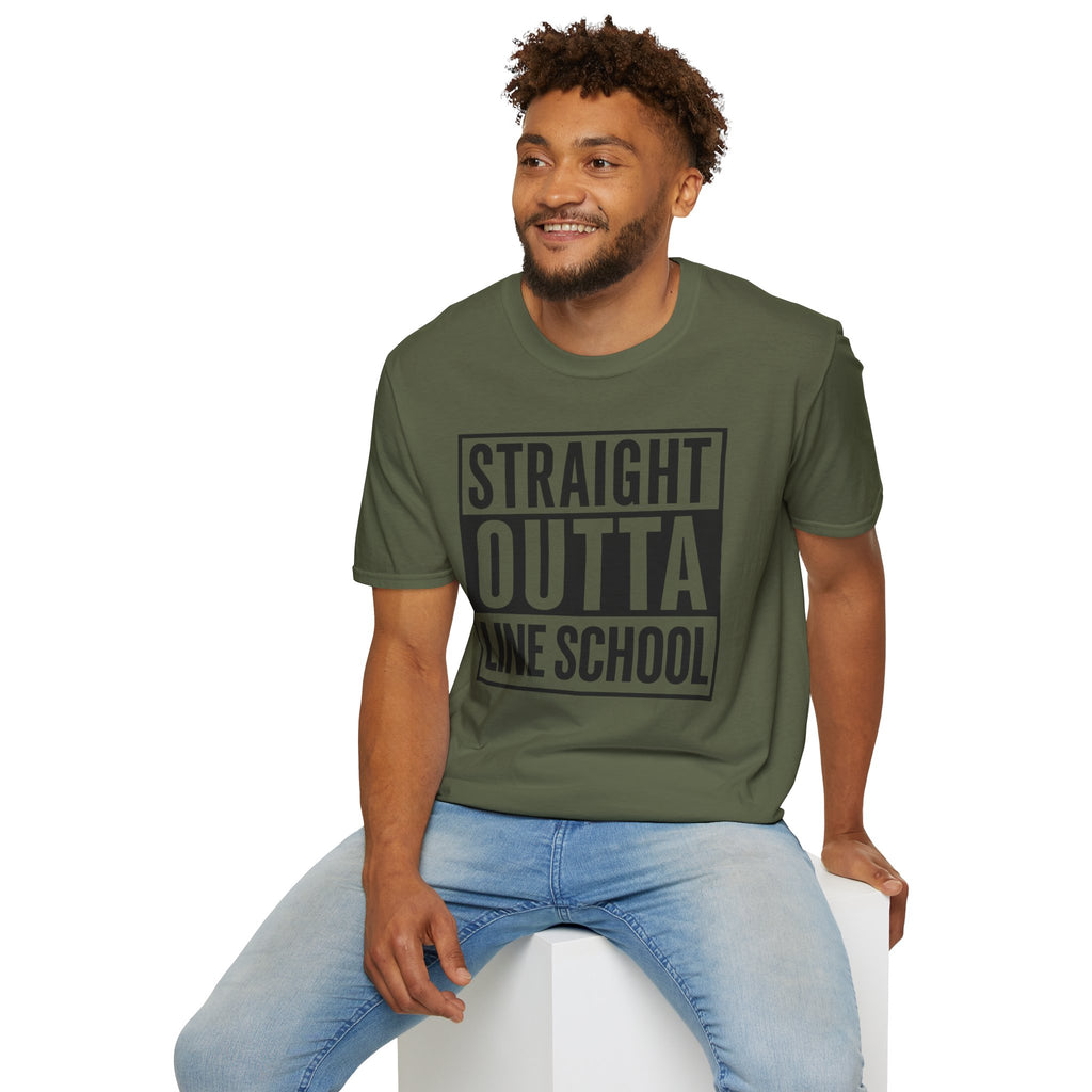 Perfect Lineman Gift-Funny Graduation T-Shirt Straight Outta Line School Tee Casual Unisex Humor Shirt