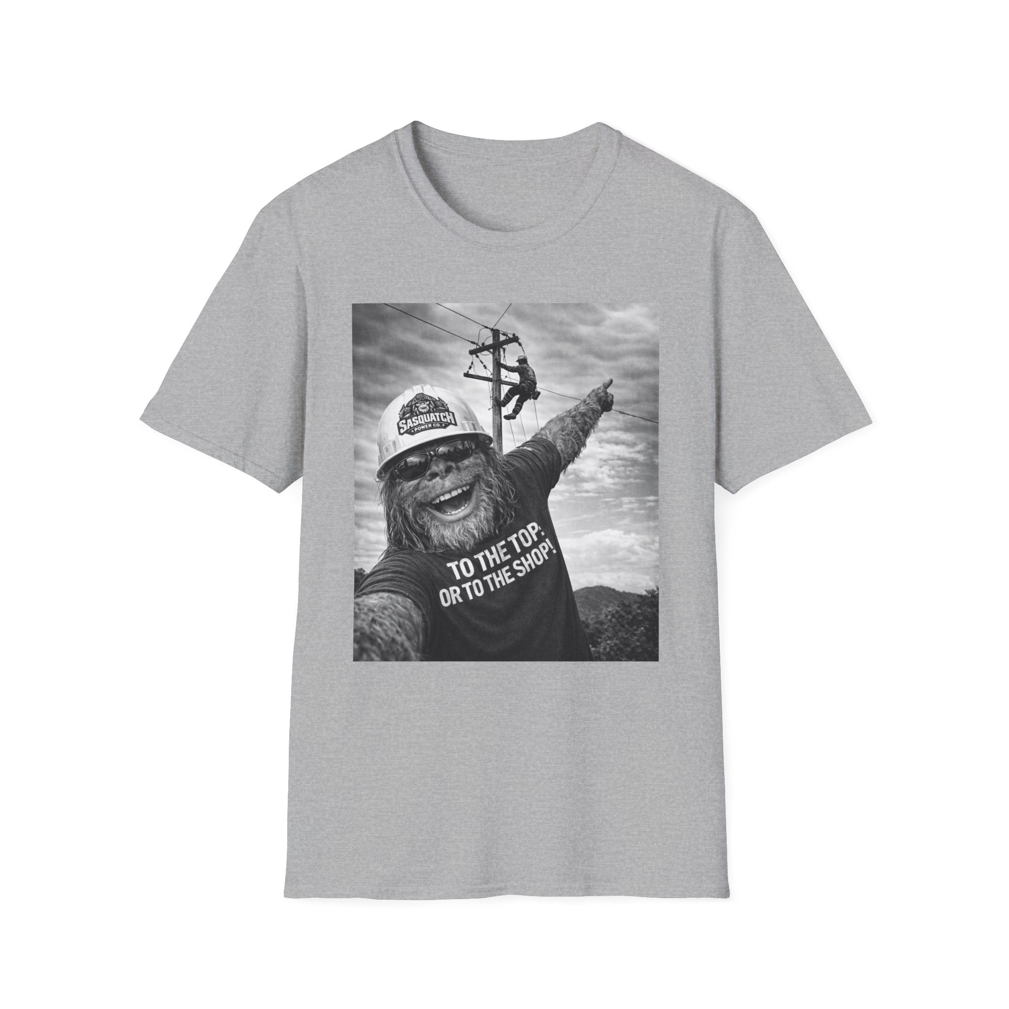 Funny Lineman Sasquatch Selfie Shirt - To The Top Or To The Shop