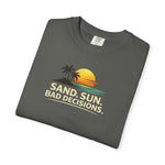 Funny Raccoon Beach Vacation Shirt – Sand Sun Bad Decisions Tee in Bay shirt color