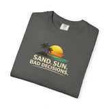 Funny Raccoon Beach Vacation Shirt – Sand Sun Bad Decisions Tee in Bay shirt color