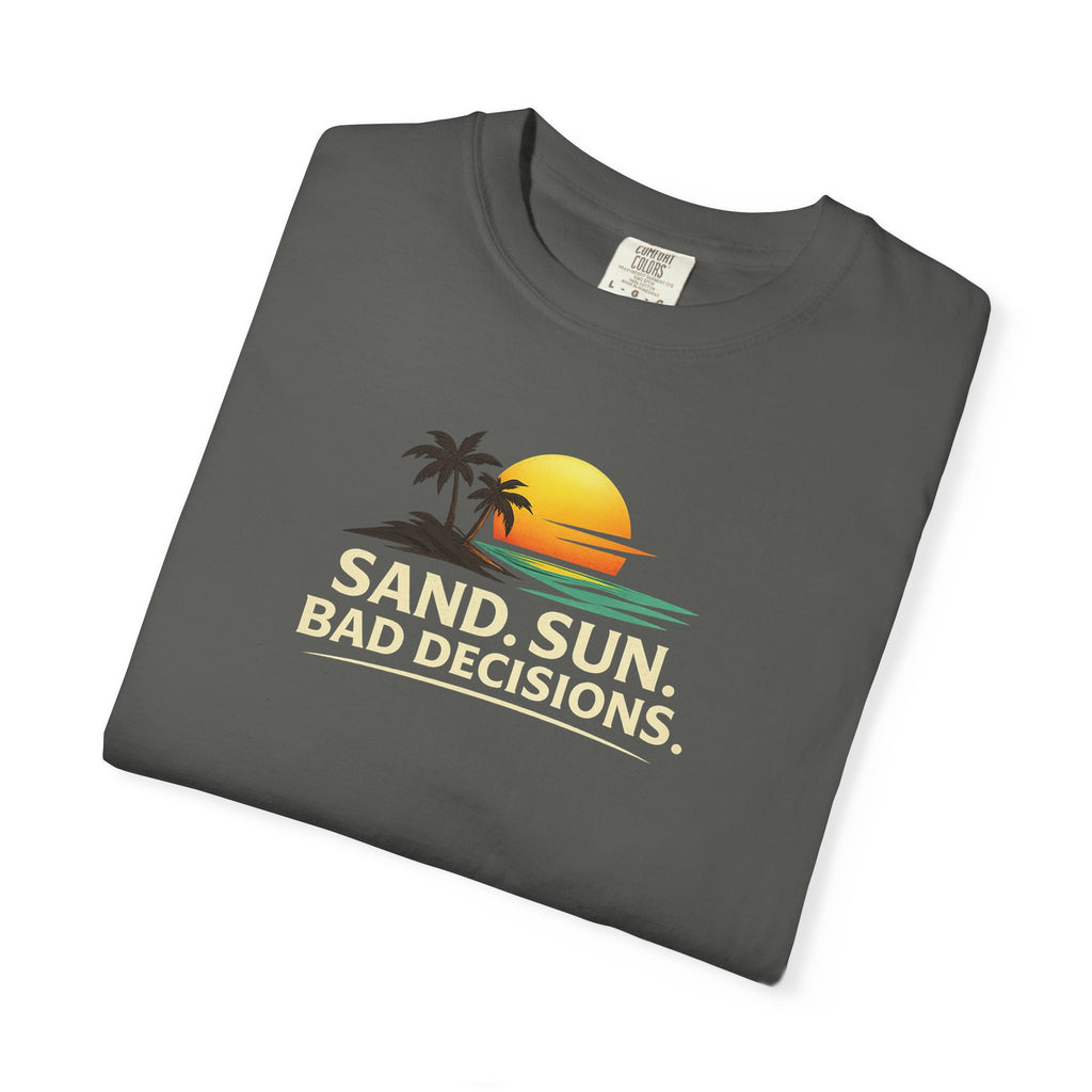 Funny Raccoon Beach Vacation Shirt – Sand Sun Bad Decisions Tee in Bay shirt color