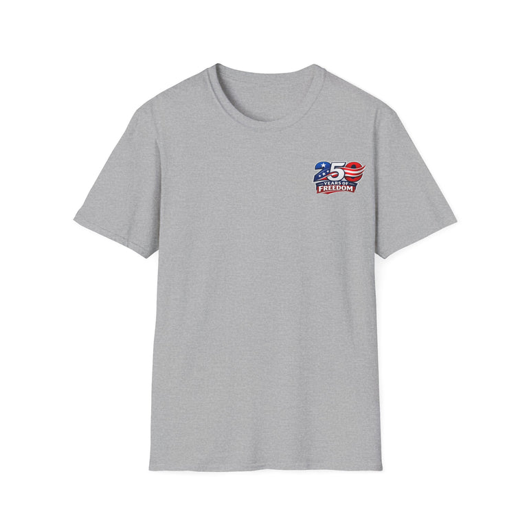 250 Years of Freedom T-Shirt – 1776–2026 Patriotic We The People Tee in Navy shirt color