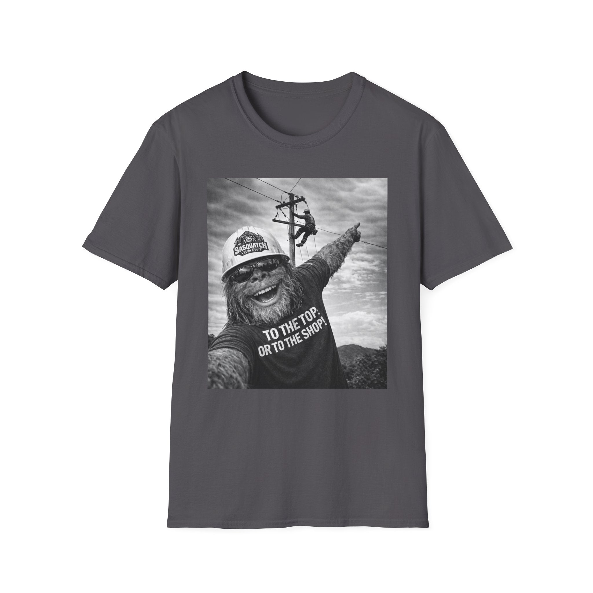 Funny Lineman Sasquatch Selfie Shirt - To The Top Or To The Shop