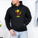 Reddy Kilowatt full-front hoodie in black on model