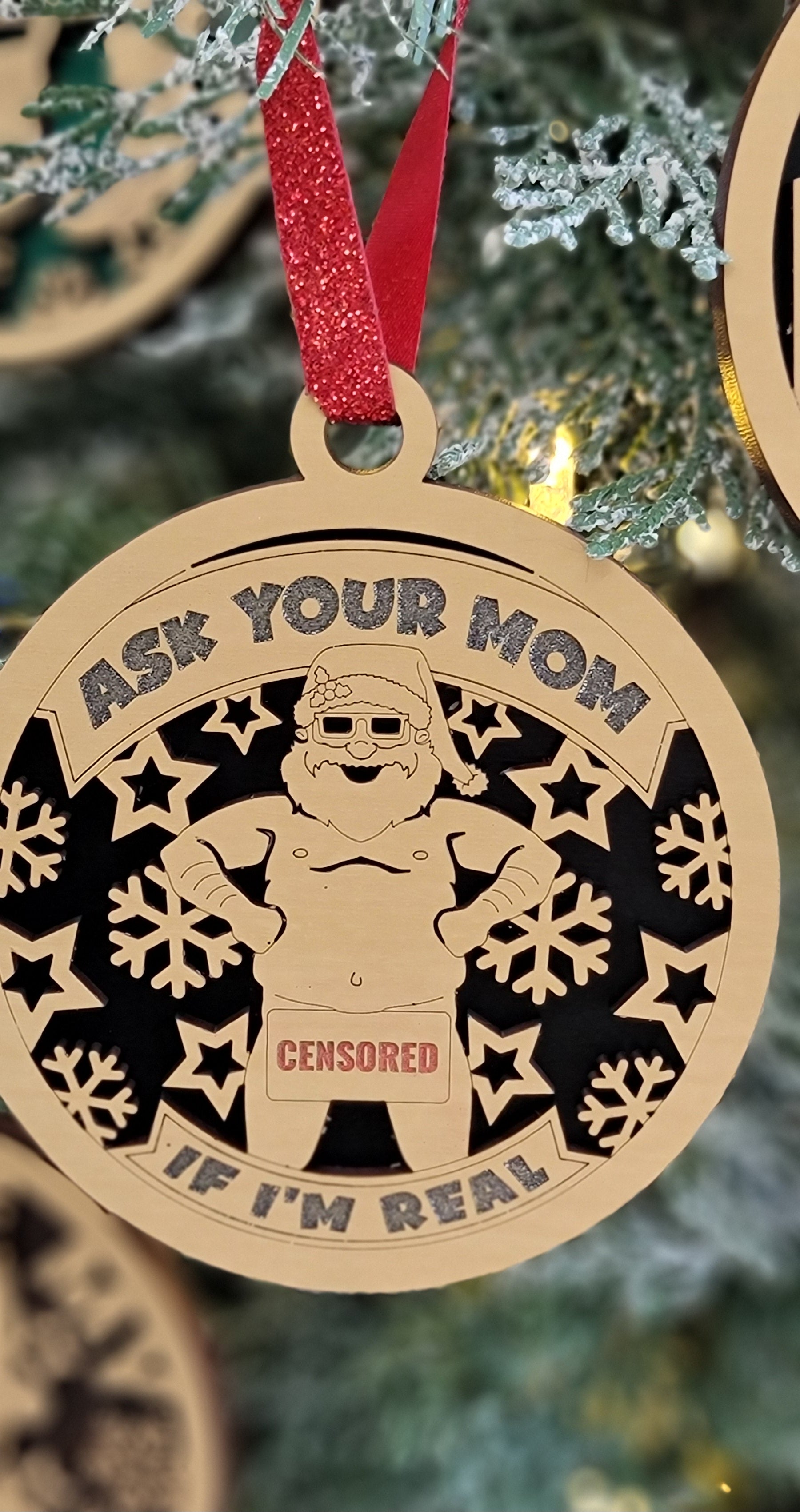 Funny Christmas Ornaments | Funny Wood Christmas Tree Decor | Unique Holiday Gifts & Fun Tree Decorations