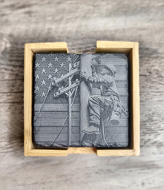 Lineman Slate Coaster Set