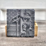Lineman Slate Coaster Set gift-ready set view
