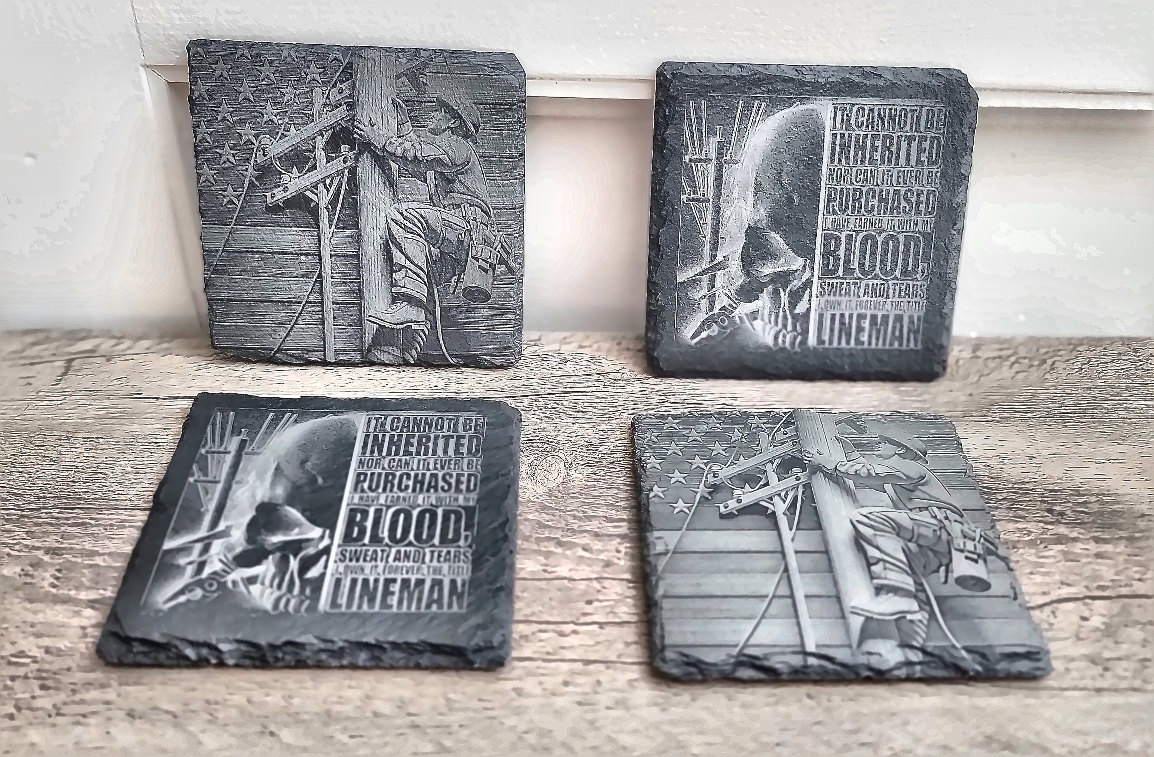 Lineman Slate Coaster Set