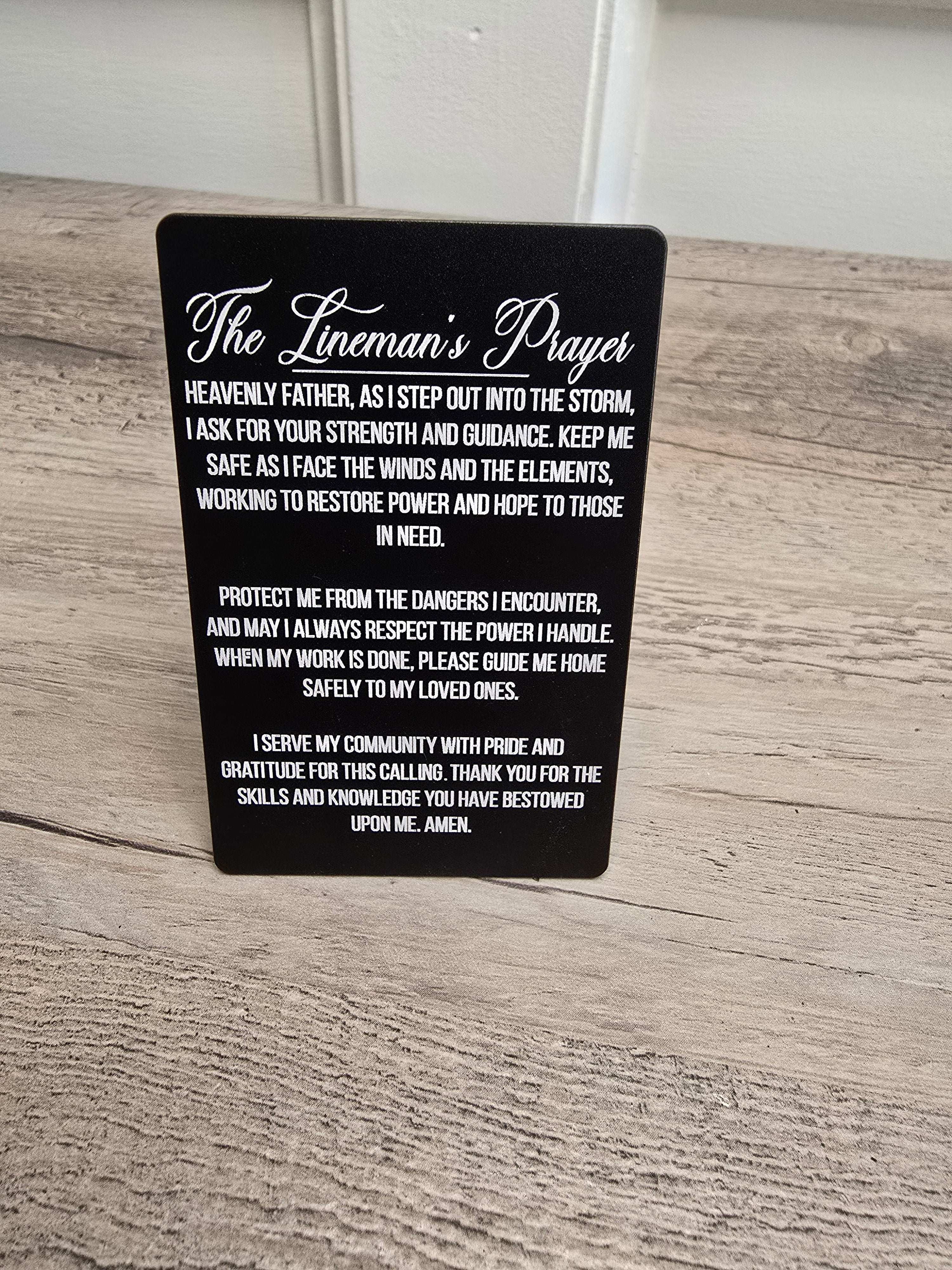 Lineman's Prayer Wallet Card | Inspirational Pocket Token | Lineman Gift | Faithful Reminder for Work & Life