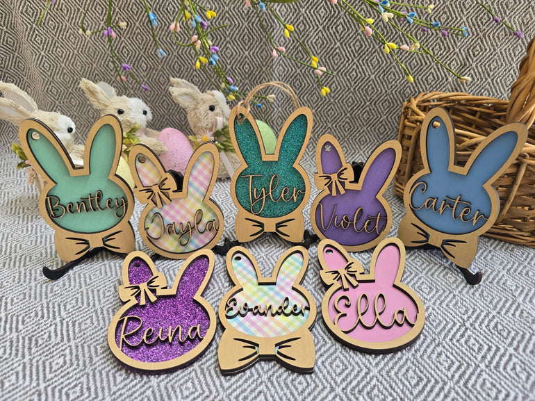Personalized Easter Basket Tag - Handcrafted Bunny Design for Kids' Baskets, Unique Holiday Gift & Keepsake holiday ornament