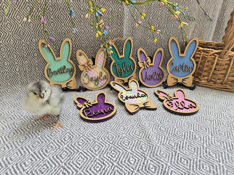 Personalized Easter Basket Tag - Handcrafted Bunny Design for Kids' Baskets, Unique Holiday Gift & Keepsake holiday ornament