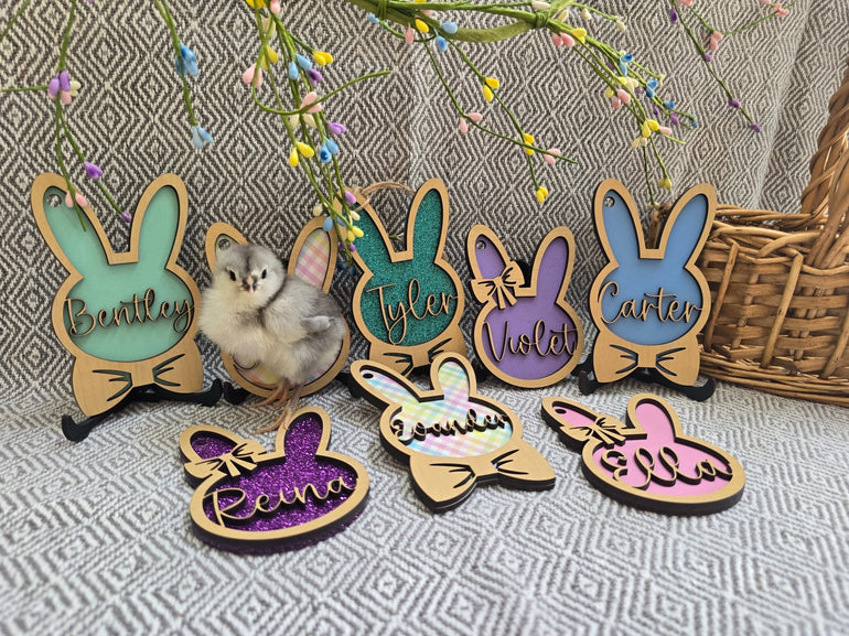 Personalized Easter Basket Tag - Handcrafted Bunny Design for Kids' Baskets, Unique Holiday Gift & Keepsake holiday ornament