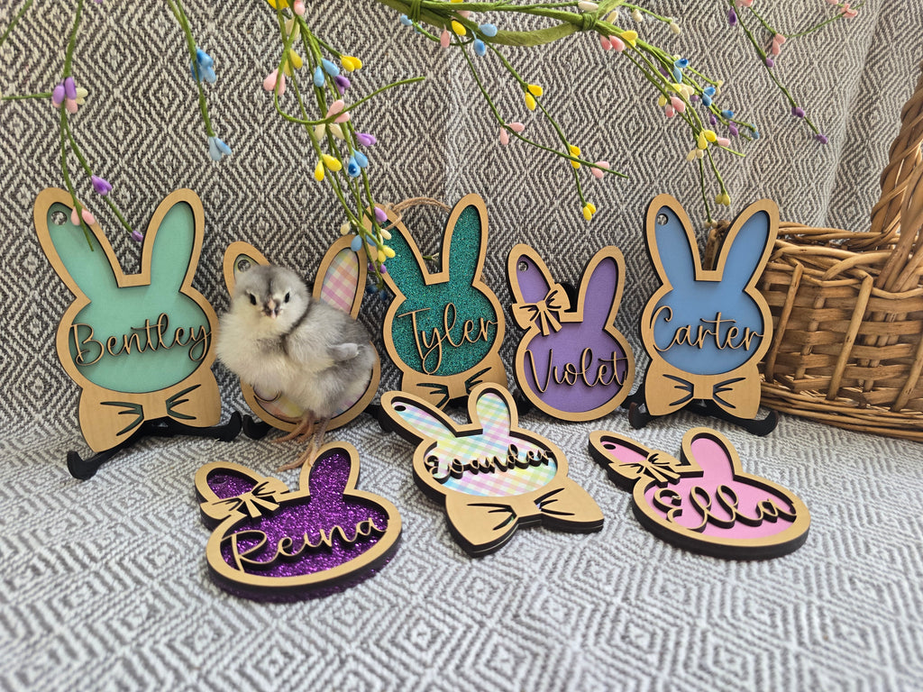 Personalized Easter Basket Tag - Handcrafted Bunny Design for Kids' Baskets, Unique Holiday Gift & Keepsake