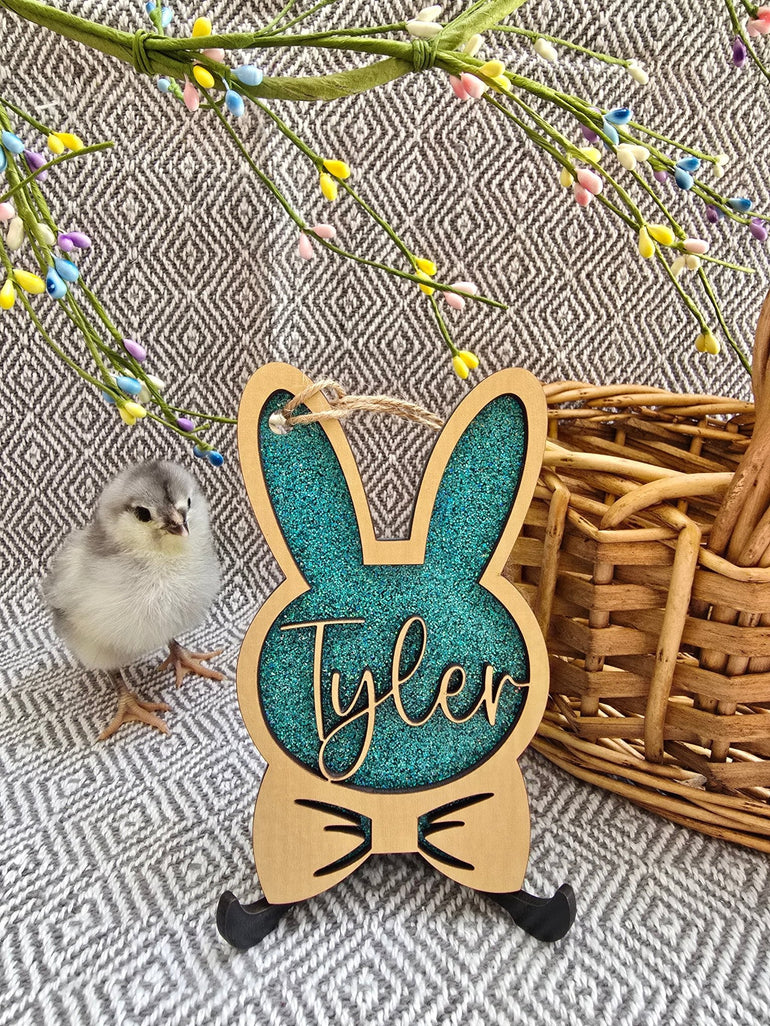 Personalized Easter Basket Tag - Handcrafted Bunny Design for Kids' Baskets, Unique Holiday Gift & Keepsake holiday ornament