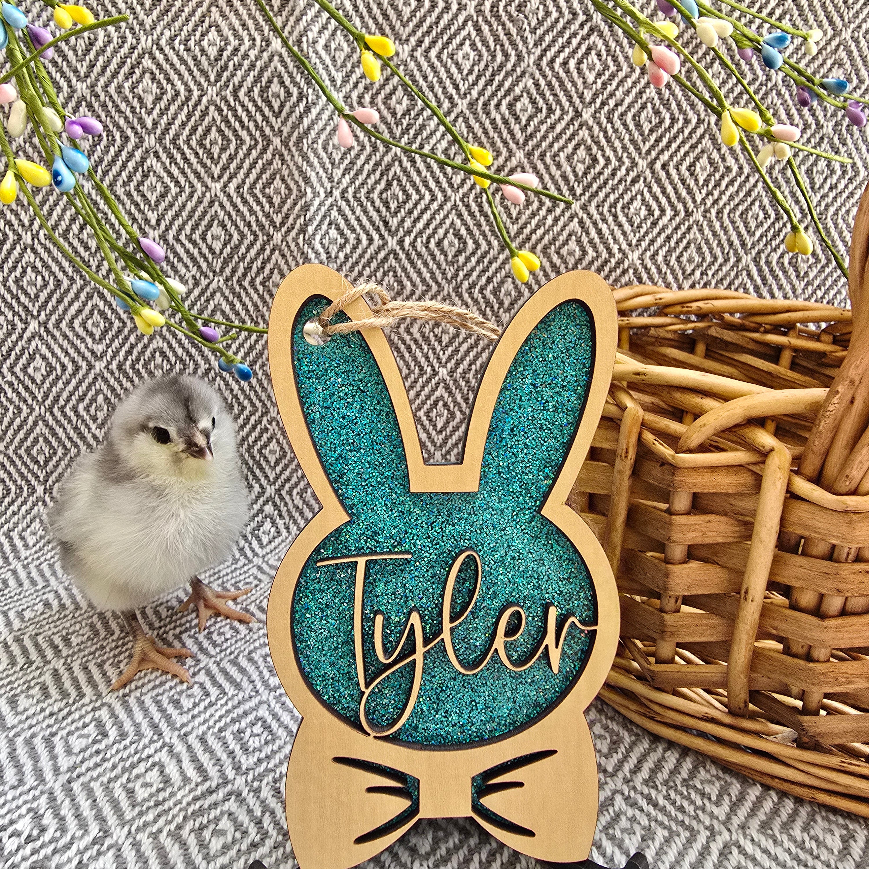 Personalized Easter Basket Tag - Handcrafted Bunny Design for Kids' Baskets, Unique Holiday Gift & Keepsake holiday ornament