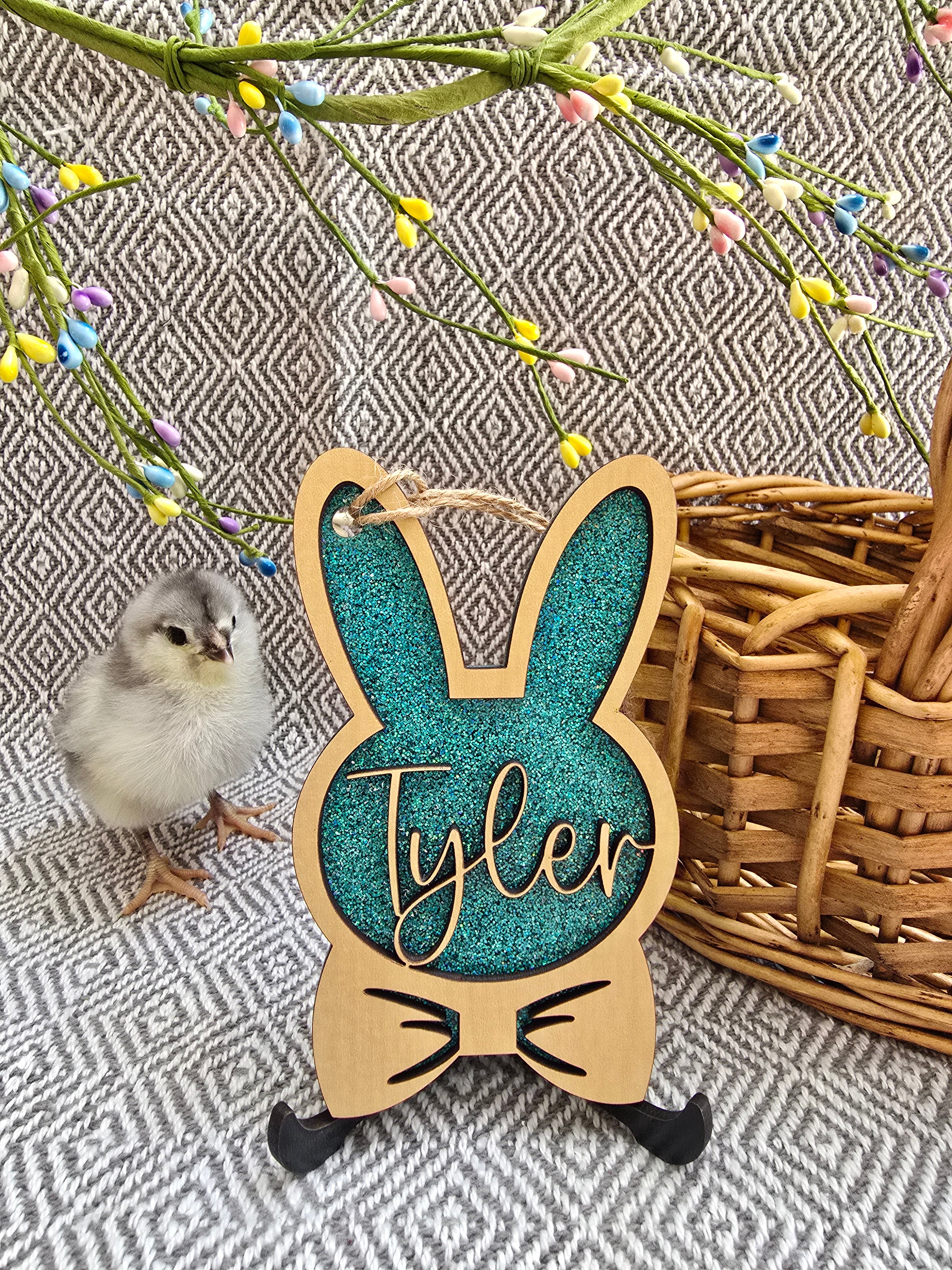 Personalized Easter Basket Tag - Handcrafted Bunny Design for Kids' Baskets, Unique Holiday Gift & Keepsake