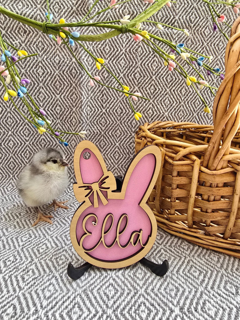 Personalized Easter Basket Tag - Handcrafted Bunny Design for Kids' Baskets, Unique Holiday Gift & Keepsake holiday ornament