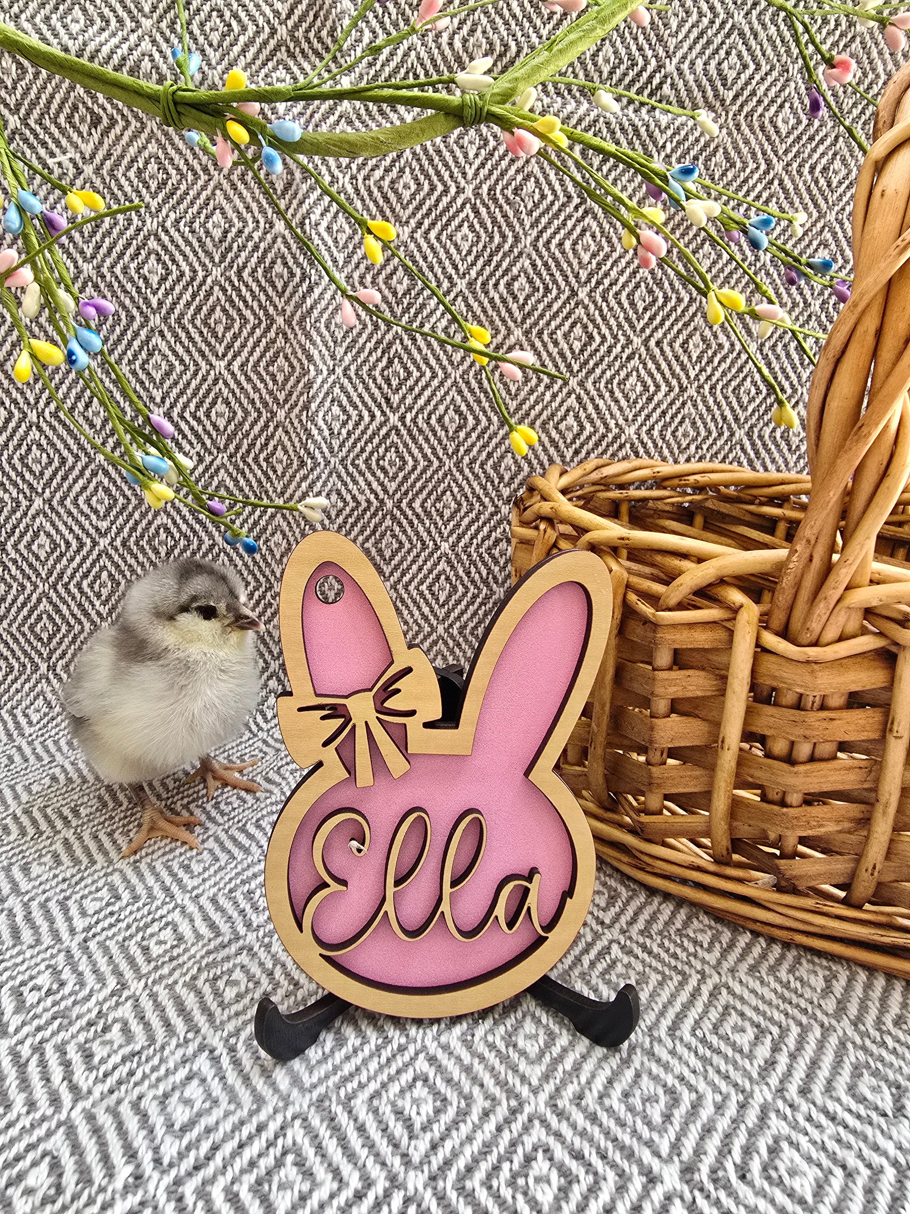 Personalized Easter Basket Tag - Handcrafted Bunny Design for Kids' Baskets, Unique Holiday Gift & Keepsake
