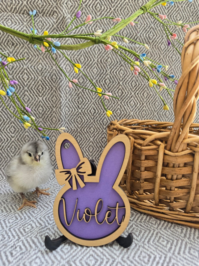 Personalized Easter Basket Tag - Handcrafted Bunny Design for Kids' Baskets, Unique Holiday Gift & Keepsake holiday ornament