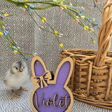 Personalized Easter Basket Tag - Handcrafted Bunny Design for Kids' Baskets, Unique Holiday Gift & Keepsake holiday ornament