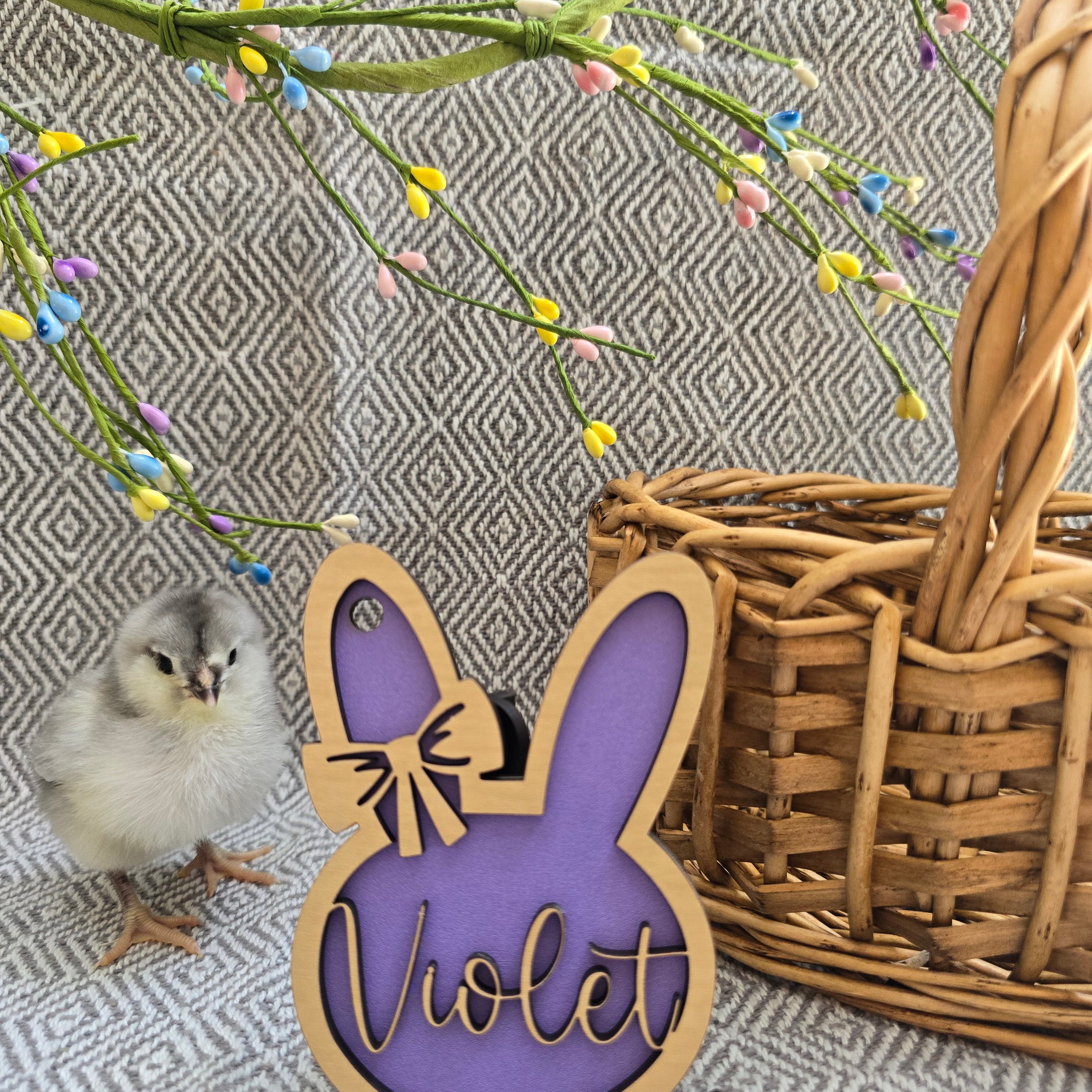 Personalized Easter Basket Tag - Handcrafted Bunny Design for Kids' Baskets, Unique Holiday Gift & Keepsake holiday ornament
