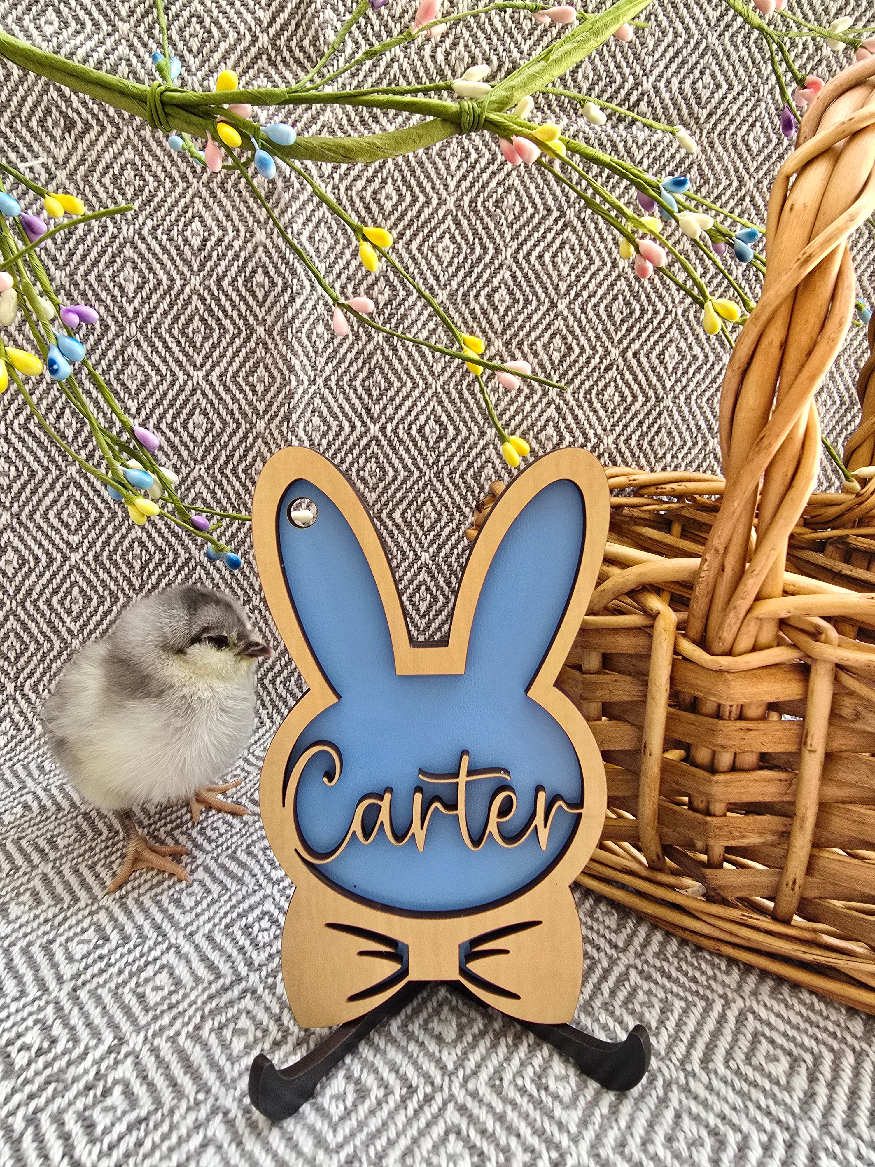 Personalized Easter Basket Tag - Handcrafted Bunny Design for Kids' Baskets, Unique Holiday Gift & Keepsake