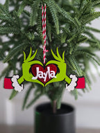 Personalized Grinch Christmas Ornament – Customizable Whoville Holiday Decor for Gifts & Tree Trimming